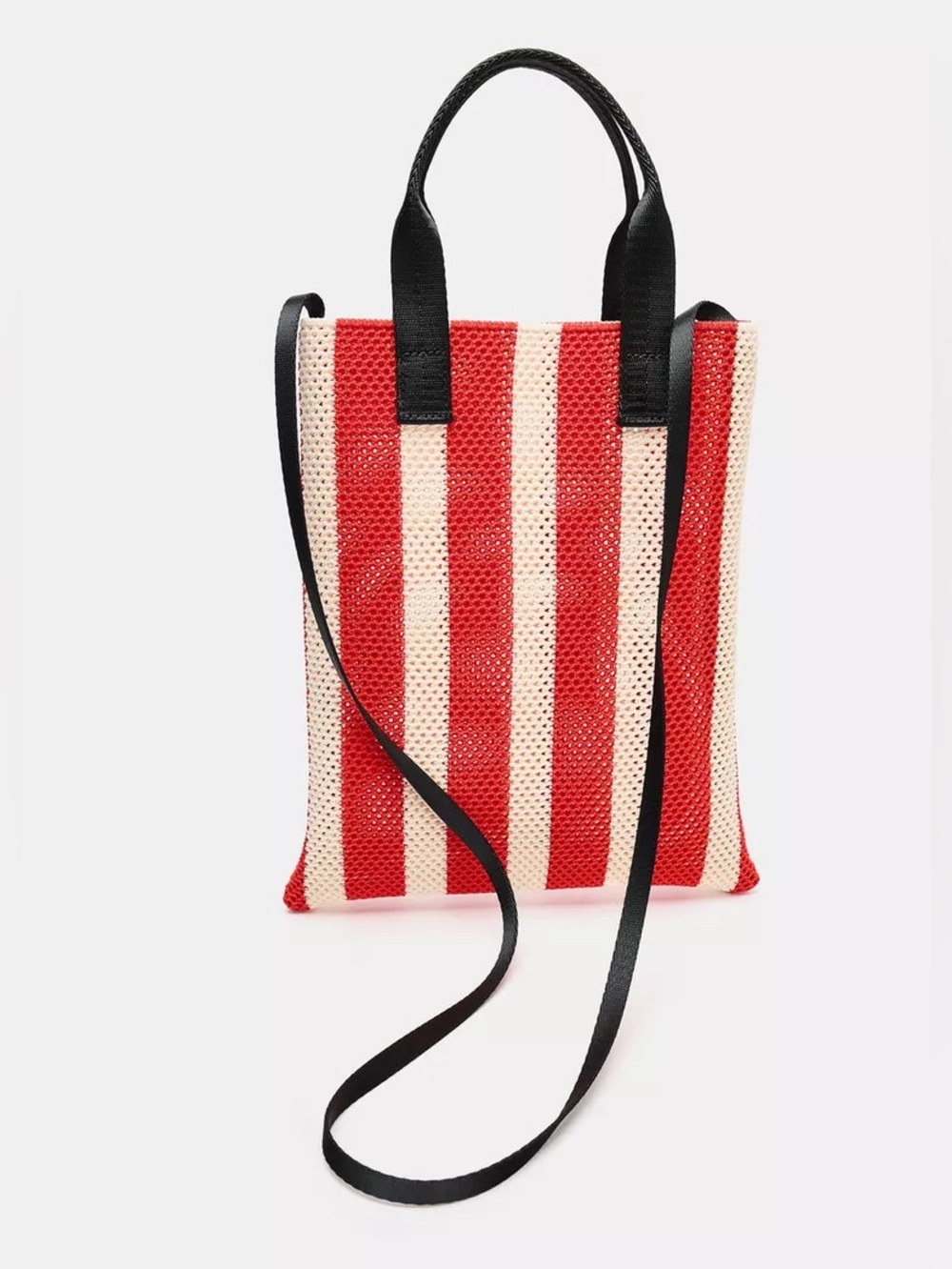 NWT Zara Woman Accessories Stripes Stripped MINI SHOPPER WITH CUT-OUT EFFECT Bag